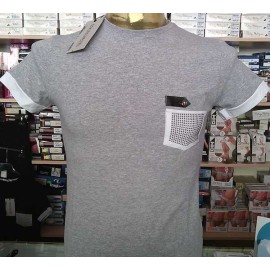 T-shirt uomo Angel Devil manica corta a girocollo con vero taschino borchiato