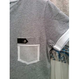 T-shirt uomo Angel Devil manica corta a girocollo con vero taschino borchiato 2