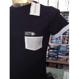 T-shirt uomo Angel Devil manica corta a girocollo con vero taschino borchiato 2