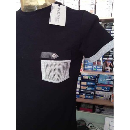 T-shirt uomo Angel Devil manica corta a girocollo con vero taschino borchiato