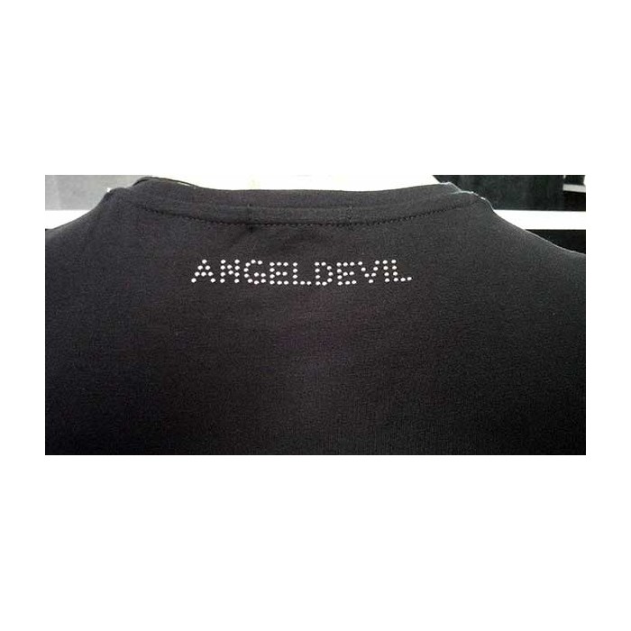 T-shirt uomo Angel Devil manica corta a girocollo con vero taschino borchiato