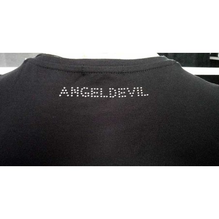 T-shirt uomo Angel Devil manica corta a girocollo con vero taschino borchiato