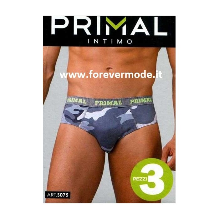 3 Slip uomo Primal in cotone a fantasia con elastico loggato