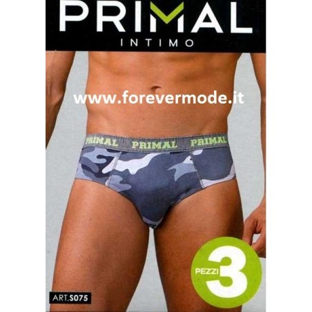 3 Slip uomo Primal in cotone a fantasia con elastico loggato