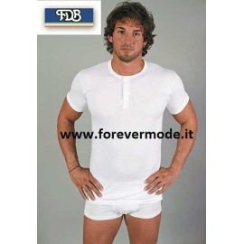 T-shirt uomo FDB manica corta a serafino in jersey di cotone aderente 2