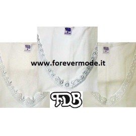 T-shirt maglia donna FDB manica corta in cotone felpato e pizzo 2