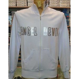 Felpa uomo Angel Devil con zip, stampa argentata con borchie