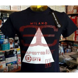 T-shirt maglia uomo Papeete manica corta a girocollo in cotone con stampa logo
