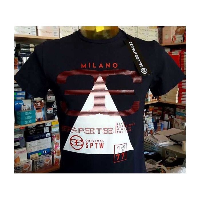 T-shirt maglia uomo Papeete manica corta a girocollo in cotone con stampa logo