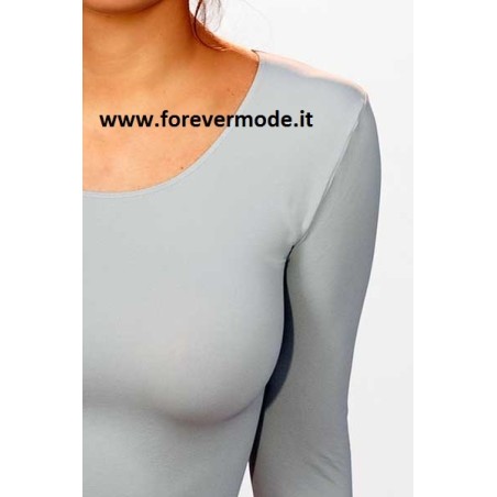 Maglia donna C&C manica lunga a girocollo in microfibra