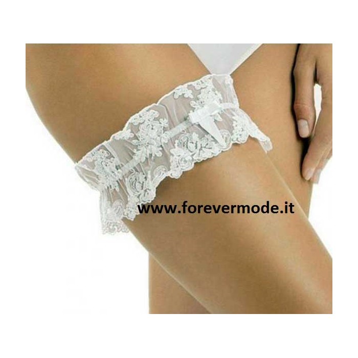 Giarrettiera donna SieLei in pizzo e micro tulle ricamato