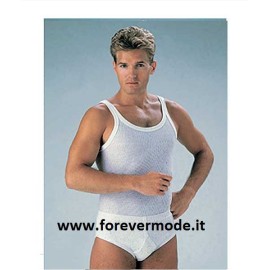 3 Canottiere uomo Henri a spalla stretta in puro cotone a costine 2