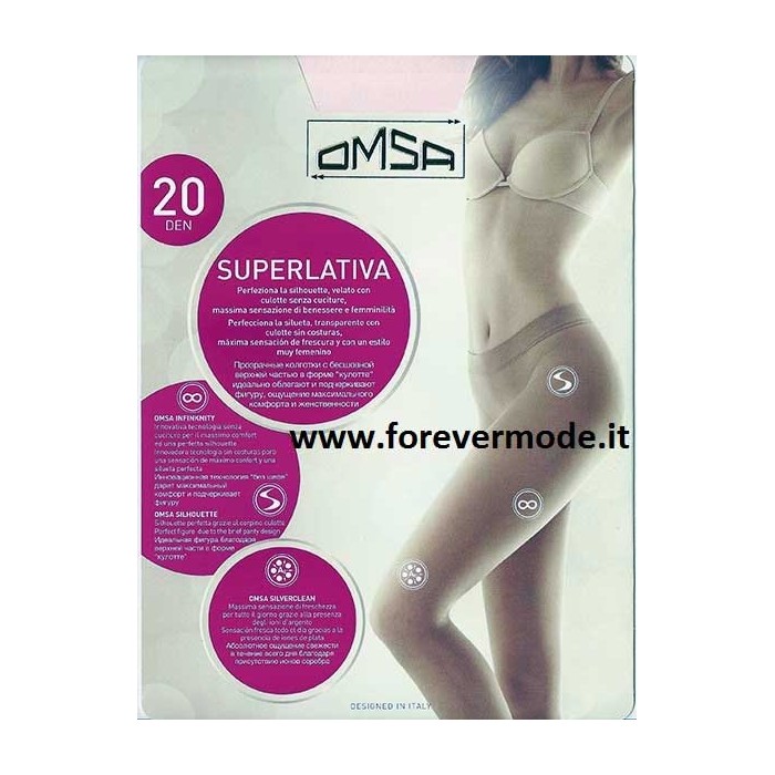 2 Collant donna Omsa Superlativa 20 con culotte senza cuciture