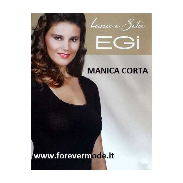 Maglia donna Egi a manica corta con scollo ampio in lana e seta con profili in raso