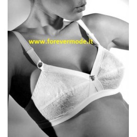 Reggiseno donna Gios classico senza ferretto con incrocio frontale e pizzo foderato in cotone