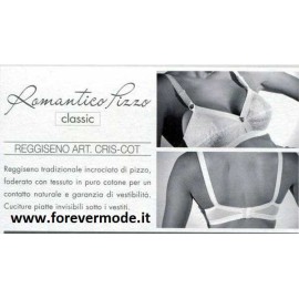 Reggiseno donna Gios classico senza ferretto con incrocio frontale e pizzo foderato in cotone 2