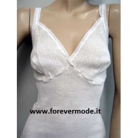 Canottiera donna Gicipi a spalla stretta a costina in lana con forma del seno