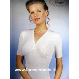 T-shirt donna Gicipi a manica corta in caldo misto lana con forma del seno 2