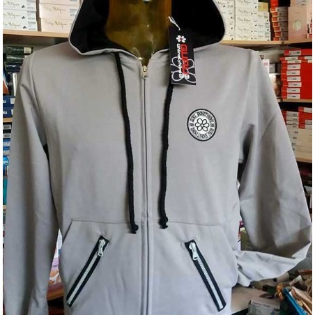 Felpa uomo Guru aperta zip, con logo ricamato,tasche e cappuccio