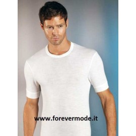 T-shirt uomo Gicipi manica corta a girocollo in caldo misto lana aderente e liscio