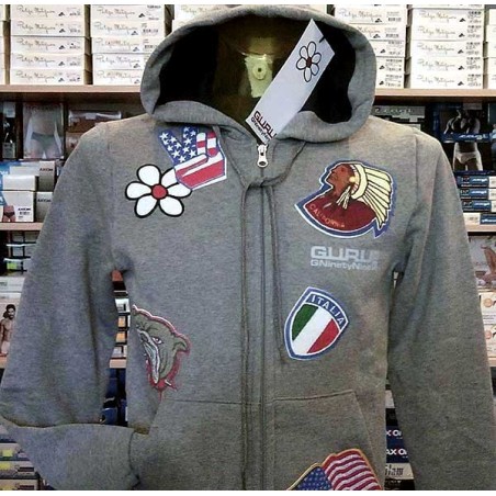 Felpa uomo Guru con stampe frontali, tasche e cappuccio
