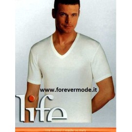 3 T-Shirt uomo Life a manica corta con scollo V in caldo cotone felpato invernale