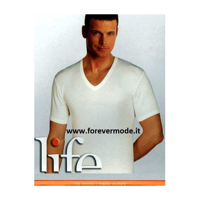 3 T-Shirt uomo Life a manica corta con scollo V in caldo cotone felpato invernale