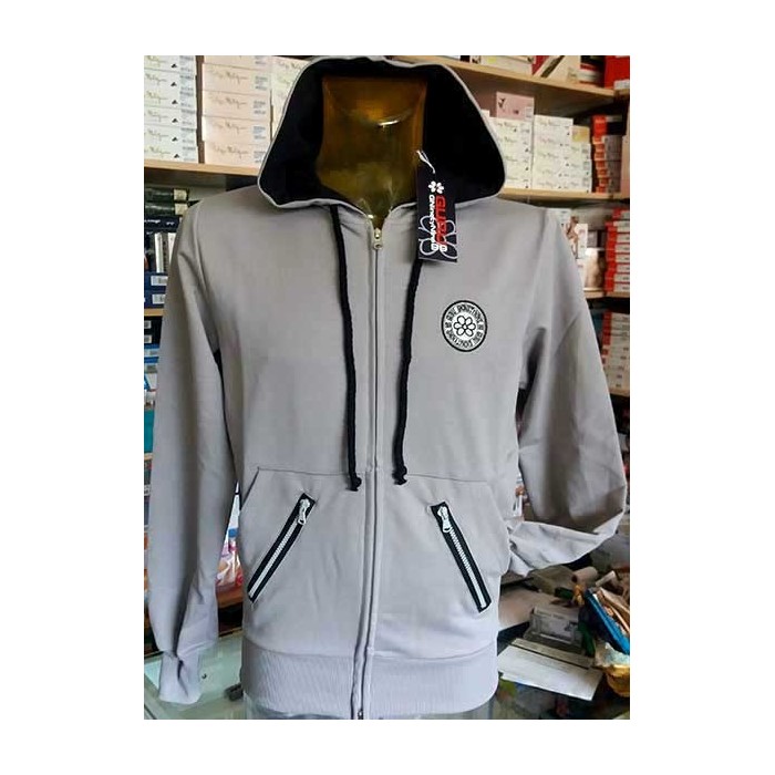 Felpa uomo Guru aperta zip, con logo ricamato,tasche e cappuccio