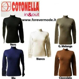 Maglia donna Cotonella manica lunga a lupetto in cotone garzato invernale 2