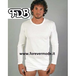 T-Shirt maglia uomo FDB manica lunga girocollo in cotone e lana