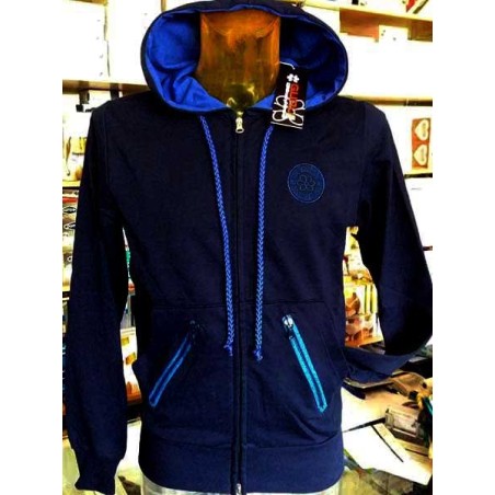 Felpa uomo Guru aperta zip, con logo ricamato,tasche e cappuccio
