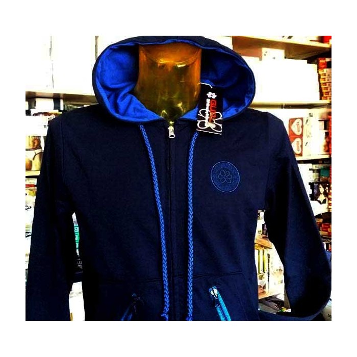 Felpa uomo Guru aperta zip, con logo ricamato,tasche e cappuccio