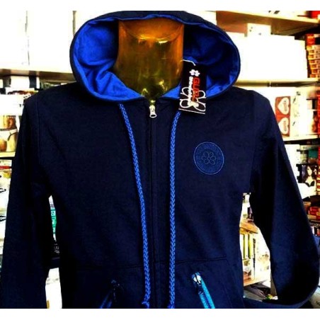 Felpa uomo Guru aperta zip, con logo ricamato,tasche e cappuccio