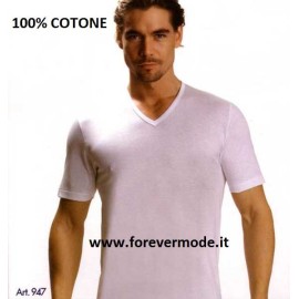3 Maglie uomo Intissimopiu manica corta con scollo a V in puro cotone