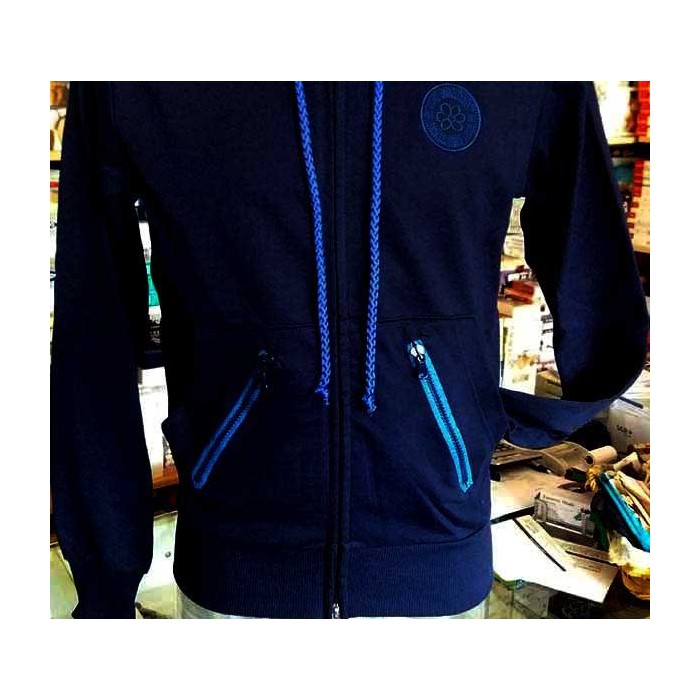 Felpa uomo Guru aperta zip, con logo ricamato,tasche e cappuccio