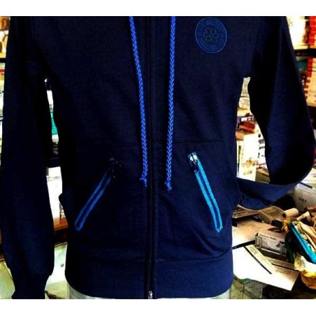 Felpa uomo Guru aperta zip, con logo ricamato,tasche e cappuccio