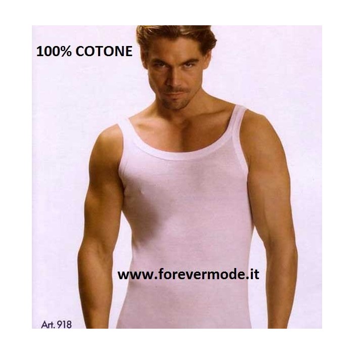 3 Canottiere uomo Intissimopiu a spalla stretta in cotone a costina fine