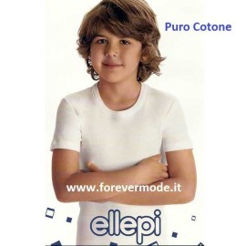 Maglia bambino Ellepi manica corta a girocollo in puro cotone aderente 2