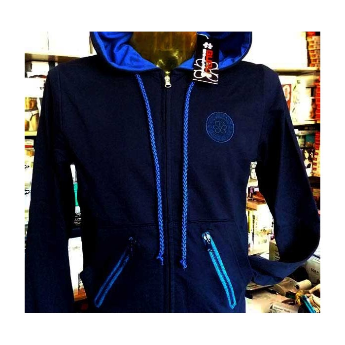 Felpa uomo Guru aperta zip, con logo ricamato,tasche e cappuccio