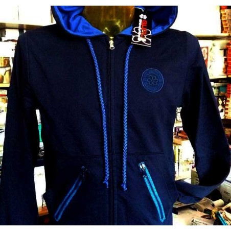 Felpa uomo Guru aperta zip, con logo ricamato,tasche e cappuccio