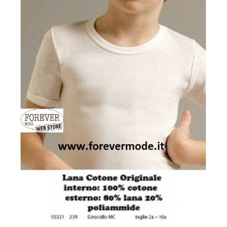 3 Maglie bambino Liabel manica corta a girocollo con cotone sulla pelle e calda lana fuori