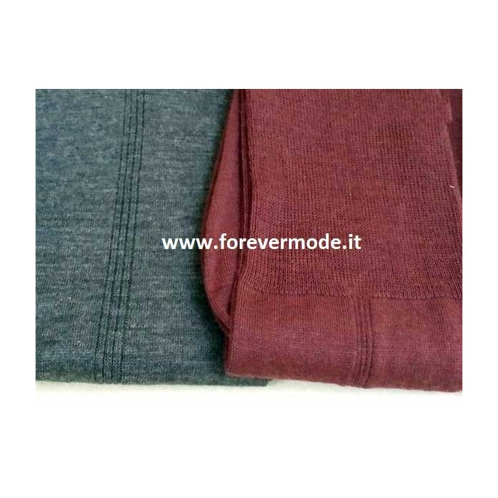 6 Calze uomo Rossi lunghe in lana liscie, tre costine sui lati