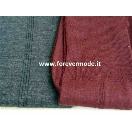 6 Calze uomo Rossi lunghe in lana liscie, tre costine sui lati