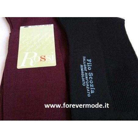 6 Calze uomo Rossi lunghe in filo scozia resistenti costina fine