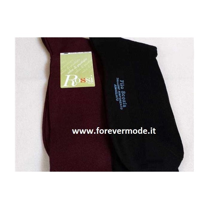 6 Calze uomo Rossi lunghe in filo scozia resistenti costina fine