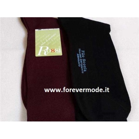 6 Calze uomo Rossi lunghe in filo scozia resistenti costina fine