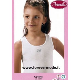 3 Canottiere bambina Antonella spalla larga in cotone con ricamo 2