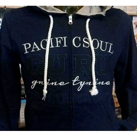 Felpa uomo Guru aperta con logo ricamato, tasche e cappuccio