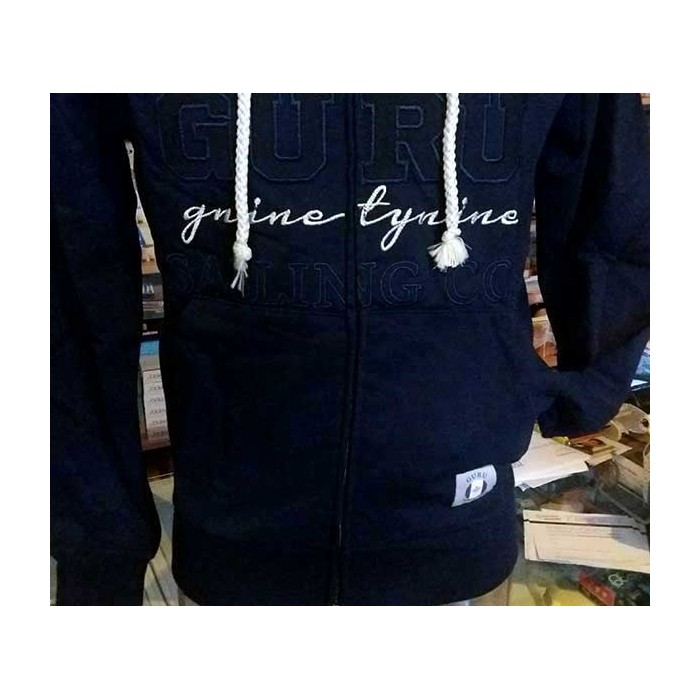 Felpa uomo Guru aperta con logo ricamato, tasche e cappuccio