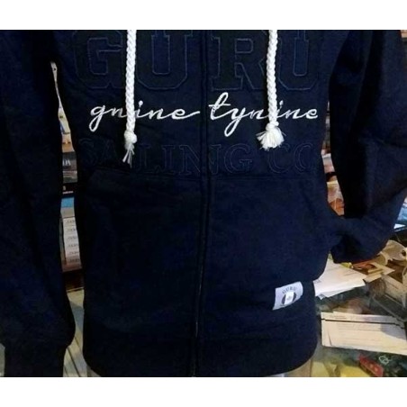 Felpa uomo Guru aperta con logo ricamato, tasche e cappuccio